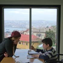 One-on-one tutoring during English class. 