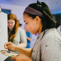 two girls in a painting class