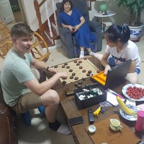 Me playing chinese chess against a child from the host family.