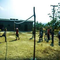 Daily volleyball with the students