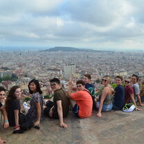 SAI students in Barcelona Students overlooking view of Barcelona