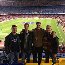 Students at a soccer stadium