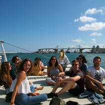 SAI students on a catamaran in Barcelona