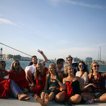 SAI catamaran activity Students on a catamaran in Barcelona