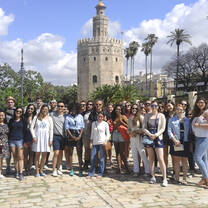 Students at the Torre de Oro in Sevilla, Spain