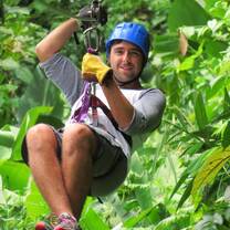 Student ziplining in Costa Rica