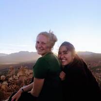 Two students enjoying the view