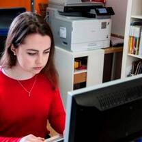 Student with computer