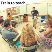Teacher giving thumbs up to learners