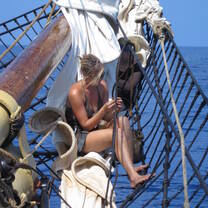 Rigging in the bowsprit