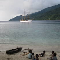 Picton Castle at anchor in Vanuatu