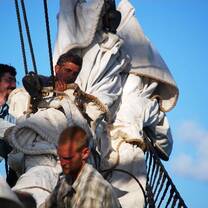 Stowing the jibs in the bowsprit