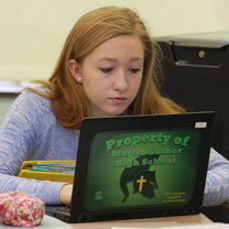 Student studying on computer