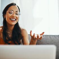 Young woman on video call