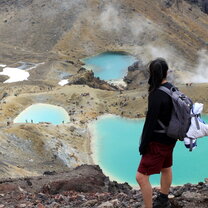 Volunteer experiencing Mount Tongariro, an active volcano in New Zealand.