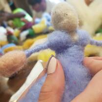 working the carded wool