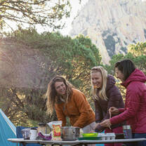 Students cooking during at climb camp