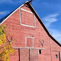 Red barn at the Visions Ranch in Bozeman Montana