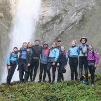 Alzar Students at waterfall