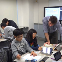 Teacher with students