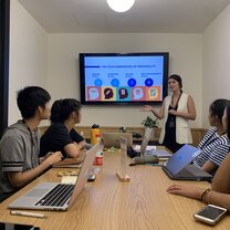 Student giving presentation at Internship in Shanghai