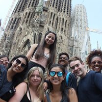 Students on a tour of Sagrada Família