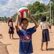 Volley ball time at kids sports project