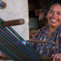 Backstrap loom Weaver on the backstrap loom
