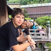 Students posing in Japan