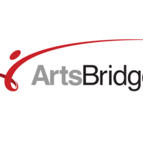 The words "ArtsBridge" in grey & black font with a decorative red swoosh above.