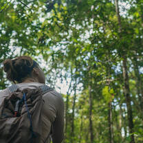 student in the forest