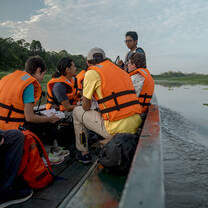 students on a boat