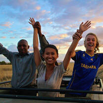 students on a safari drive