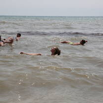 AY Students Floating at the Dead Sea