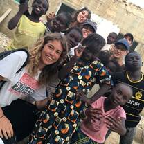 Volunteers with the children who will live in the shelter