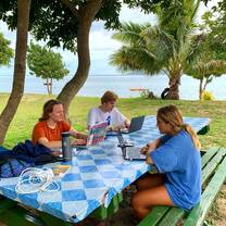 Enjoying a meal in Fiji