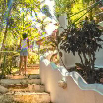 Girl on steps of MYX Costa Rica