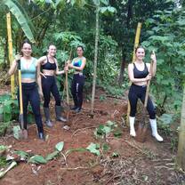 Volunteers working on organic compost