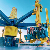 Students at an amusement park in London