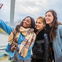 Students taking a selfie in London
