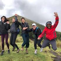 group photo jumping in ecuador