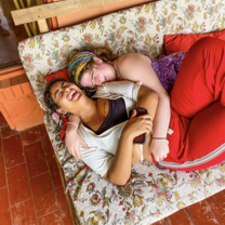 Students hugging in Costa Rica
