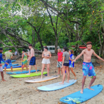 Students learning how to surf in Costa Rica