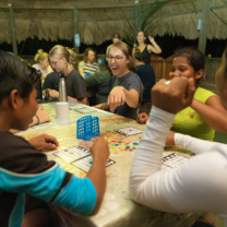 Students play board games in Costa Rica