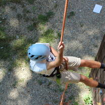 Intro to rock climbing at the camp climbing wall