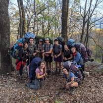 Student group on 5-day student-led backpack on the Foothills Trail in South Carolina 