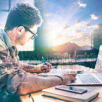 Man working on a laptop