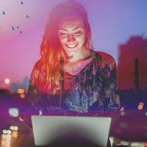 woman working on a laptop 