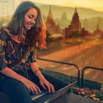 woman working on a laptop