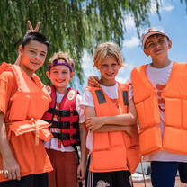 Campers with life jacket